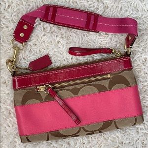 Coach Shoulder Bag w/ Pink Leather & Canvas Detail